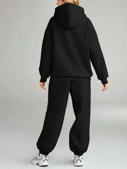 Full Size Kangaroo Pocket Hoodie and Joggers Set Plus Size