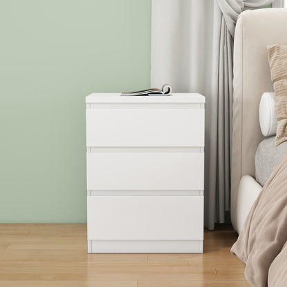 19.7-Inch White Nightstand With 3 Drawers, Beside Table With Drawers Handle Free Design,Thickened Top Plate,Small Side Table Storage Cabinet 3 Drawer Night Stand For Bedroom,Living Room