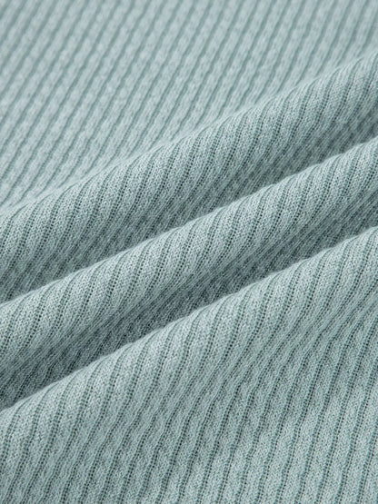 Ribbed Drop Shoulder Knit Hoodie