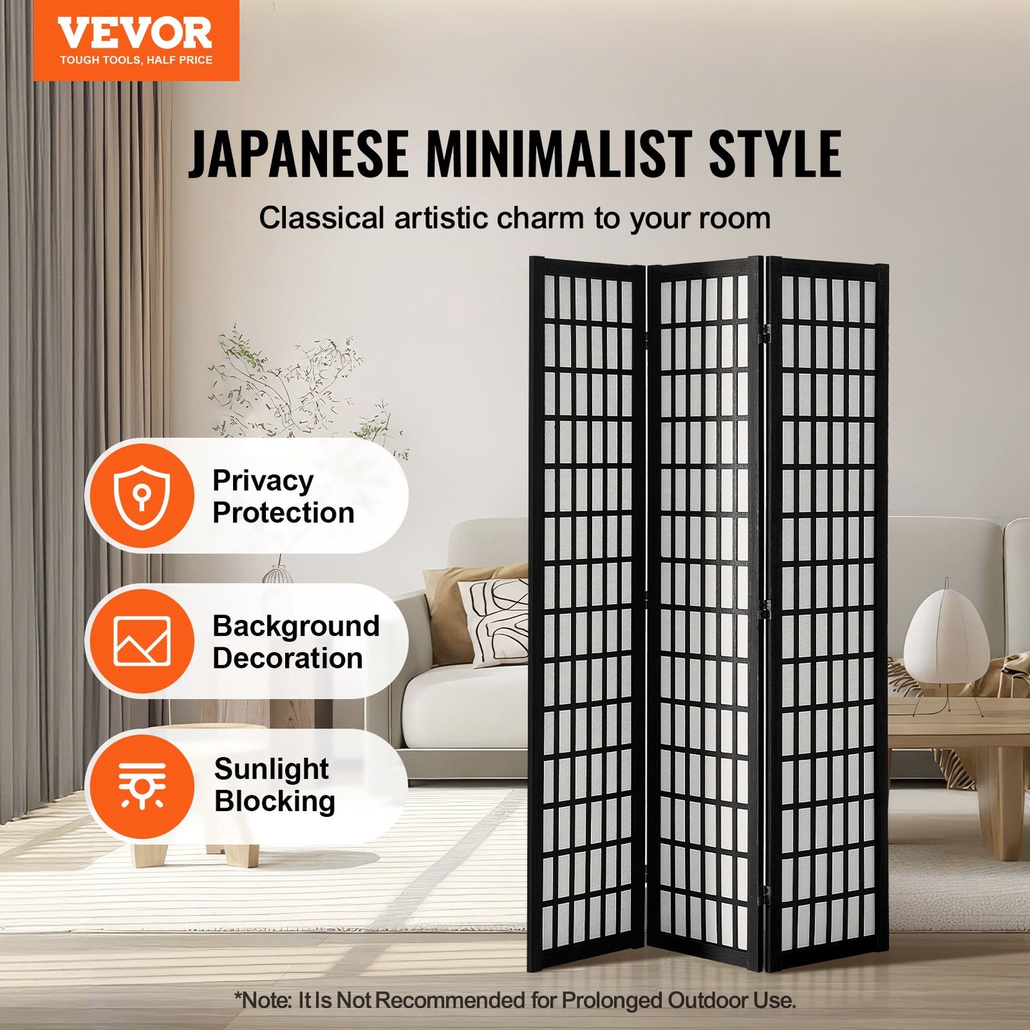 Room Divider, 3 Panel Japanese Room Divider, Wood Folding Privacy Screen Indoor, Japanese Partition Dividers Portable Decoration Screens, For Room Separation Home Office Restaurant & Bedroom