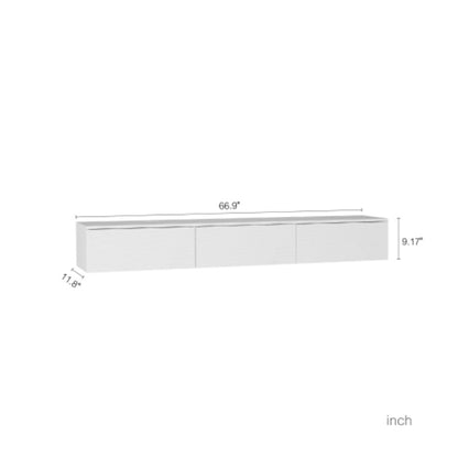 Floating TV Stand Wall Mounted With 16 Color LEDs,Modern TV Stand, Floating TV Cabinet Entertainment Center For 55 60 65 Inch TV,White