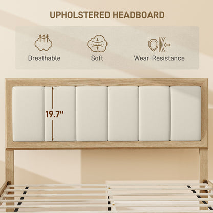 Full Bed Frame With Headboard Full Size Platform Bed Frame With Wooden Slats No Box Spring Needed Easy Assembly Oak