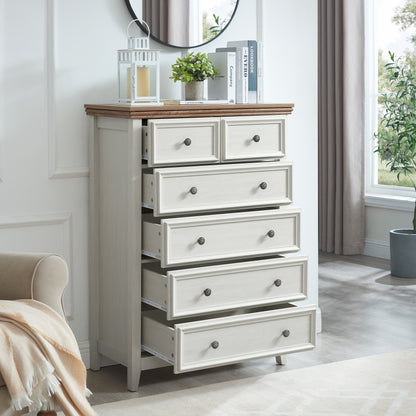 Modern 6 Drawers Dresser 6 Drawers Cabinet,Chest Of Drawers Closet Organizers And Storage Clothes Storage Drawers Cabinet For Living Room, Farmhouse Dresser Organizer BEIGE