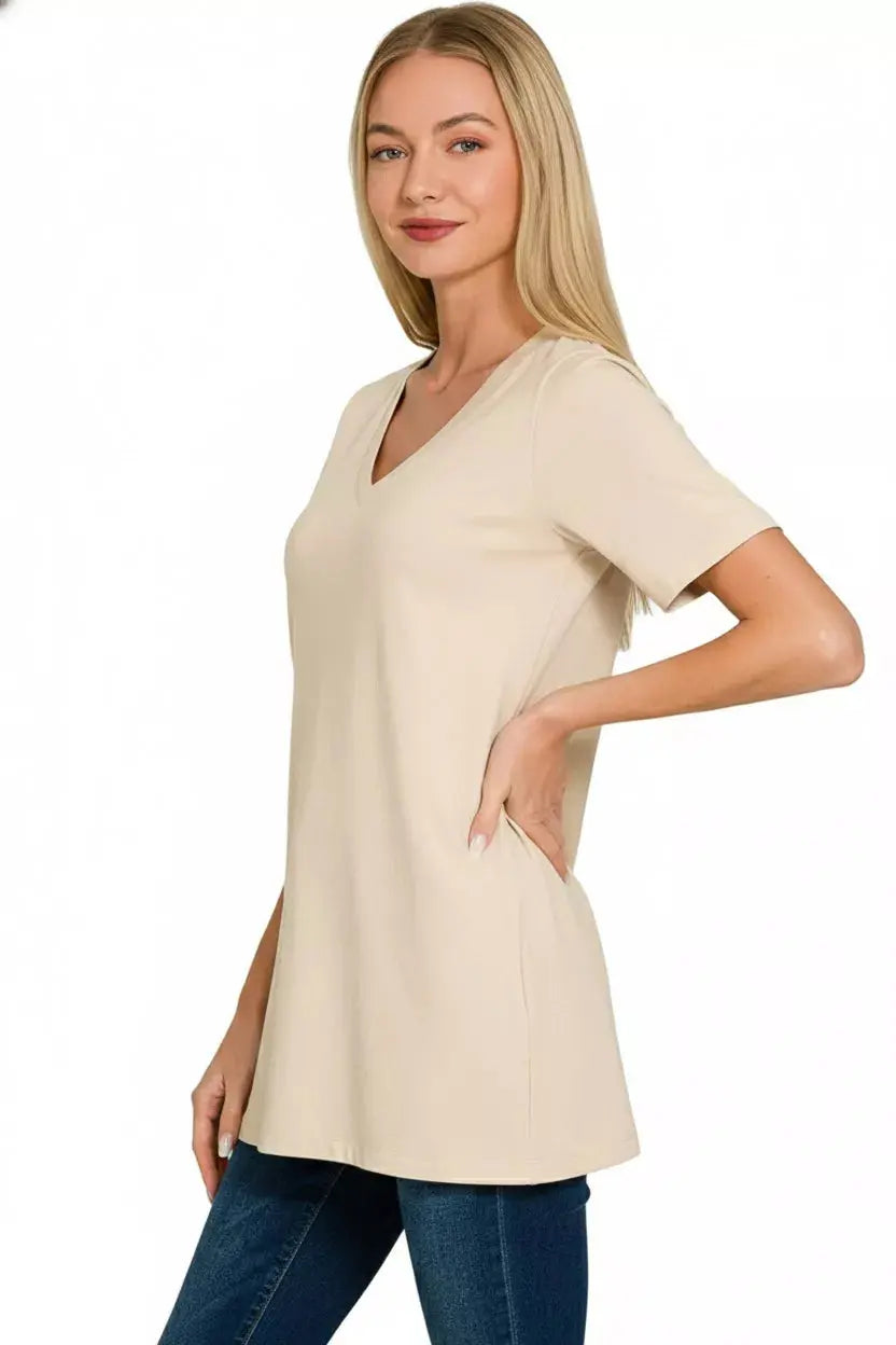Zenana V-Neck Short Sleeve T-Shirt