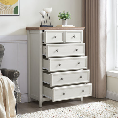 Modern 6 Drawers Dresser 6 Drawers Cabinet,Chest Of Drawers Closet Organizers And Storage Clothes Storage Drawers Cabinet For Living Room, Farmhouse Dresser Organizer BEIGE