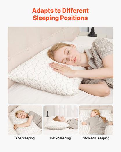 Bed Pillow For Sleeping, King Size Luxury Quality Hotel Pillow With Memory Foam Fill, Supportive & Adjustable, Includes Natural Firber Pillowcase, Bedding For Back, Stomach And Side Sleepers