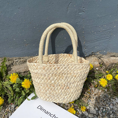 Fresh Straw Bag Portable Cute Woven Bag Small Clutch Korean Small Basket Women Bag