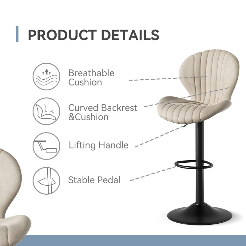 Bar Stools Set Of 2 Modern Swivel Bar Chairs, Barstools Counter Height With High Backrest, Easy 3-5 Minute Assembly