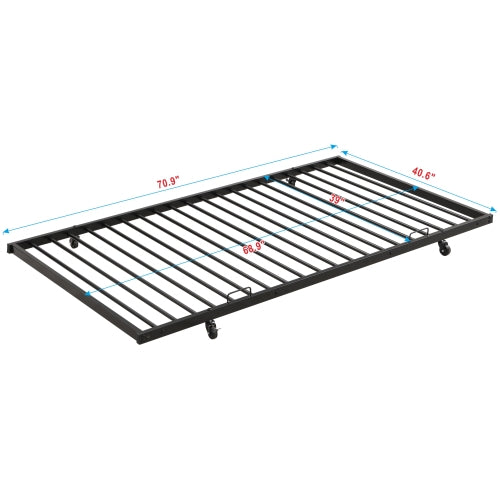 Full Over Full With Trundle Metal Bunk Bed , No Box Spring Needed, Easy Assemble