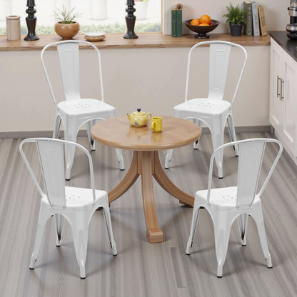 Metal Dining Chairs Set Of 4, Stackable Industrial Style Chairs For Kitchen Dining Room, 300LBS Weight Capacity