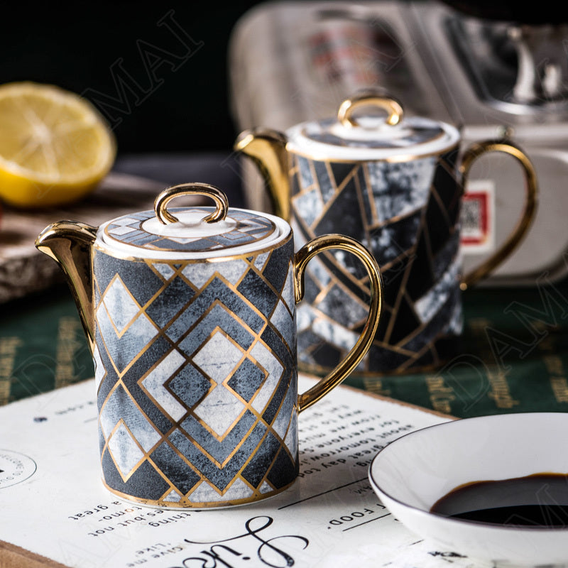 Marble Texture Ceramic Oil Dispenser Bottle Nordic Decorative Porcelain Soy