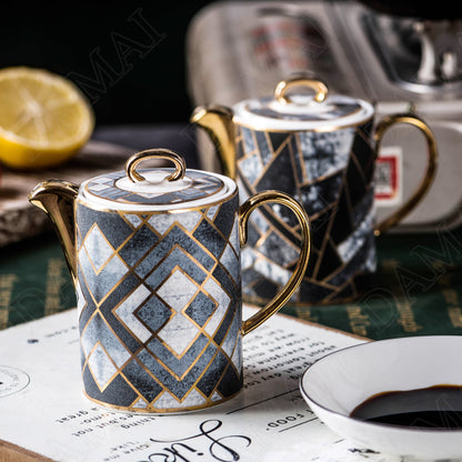 Marble Texture Ceramic Oil Dispenser Bottle Nordic Decorative Porcelain Soy