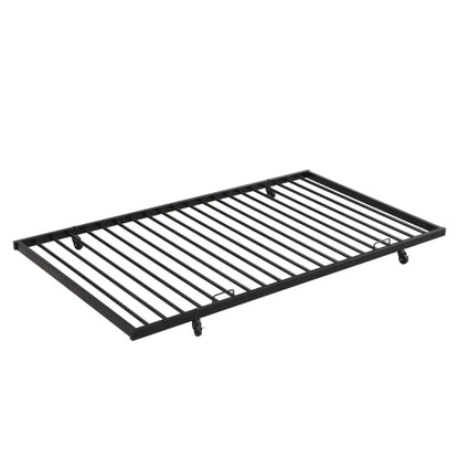 Twin Over Full With Trundle Metal Bunk Bed , No Box Spring Needed, Easy Assemble
