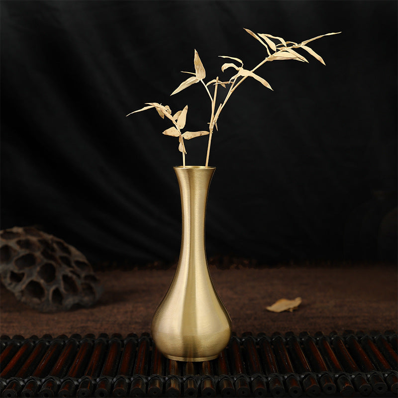 Pure Brass Decorative Flower Vase Carved Ornaments
