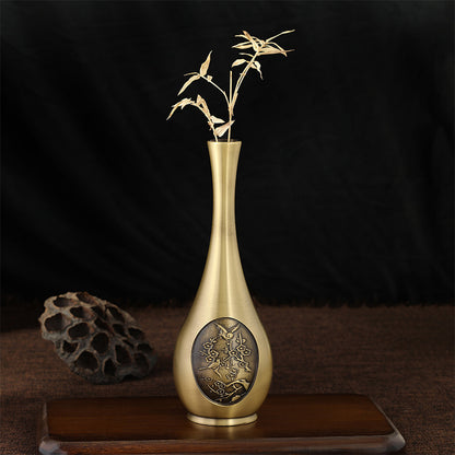 Pure Brass Decorative Flower Vase Carved Ornaments