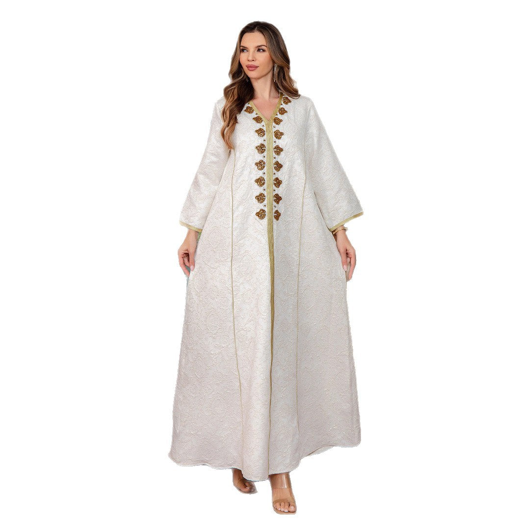 Women's Dubai Dress Middle Eastern Clothing Evening Gown Ethnic Style Abaya Embroidered Long Robe