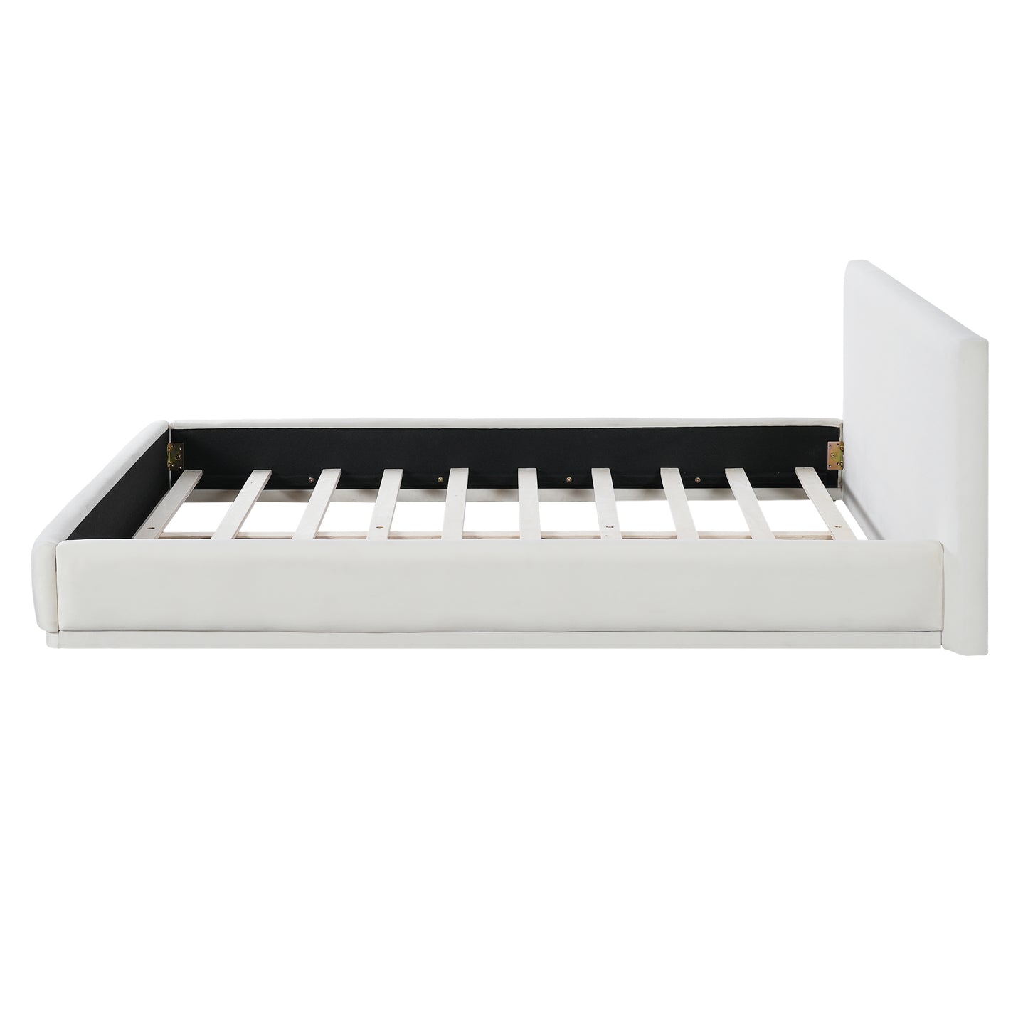 Soft And Comfortable Upholstered Bed. Luxurious And Cozy Bedroom Centerpiece, King Size, White