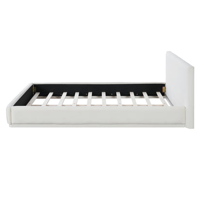 Soft And Comfortable Upholstered Bed. Luxurious And Cozy Bedroom Centerpiece, King Size, White