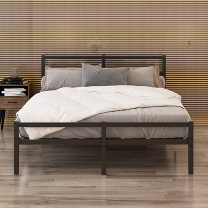 Metal Platform Bed Frame With Headboard, Sturdy Metal Frame, No Box Spring NeededQueen