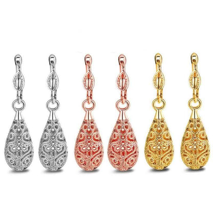 18K Gold Laser Cut Filigree Drop Earrings - Assorted Colors