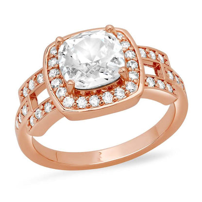18k Gold Plated Square Engagement Ring with Swarovski Crystals