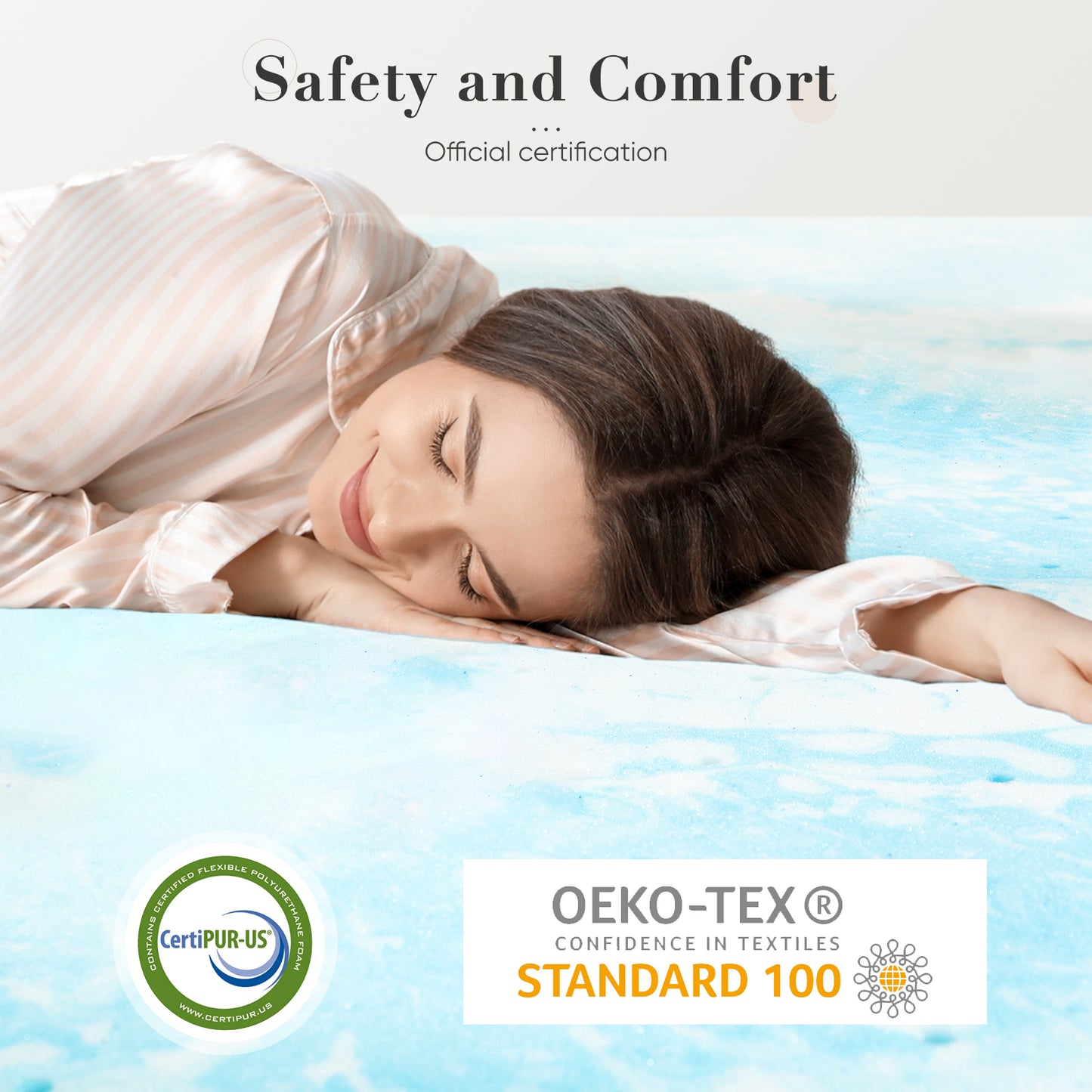 Memory Foam Cooling Gel Swirl Infused Bed Topper For Back Pain