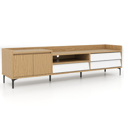 TV Stand For TVs Up To 80 Inch Mid Century Modern Entertainment Center With Storage Cabinet