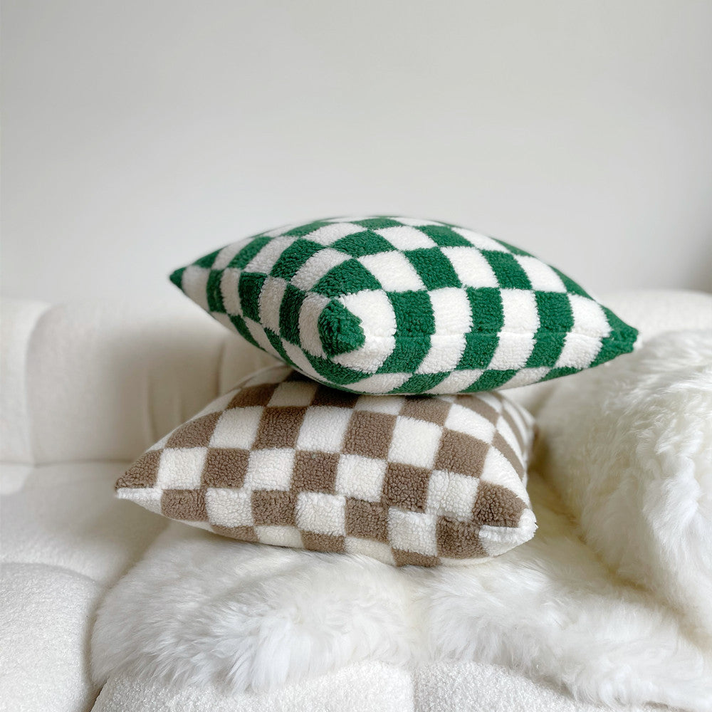 Bedroom Sofa Living Room Double-sided Checkerboard Pillowcase