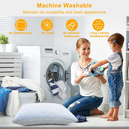 Cooling Memory Foam Pillow Ventilated Soft Bed Pillow With Cooling Gel Infused Memory Foam Heat Reducing Cooling Fiber Breathable Machine Washable