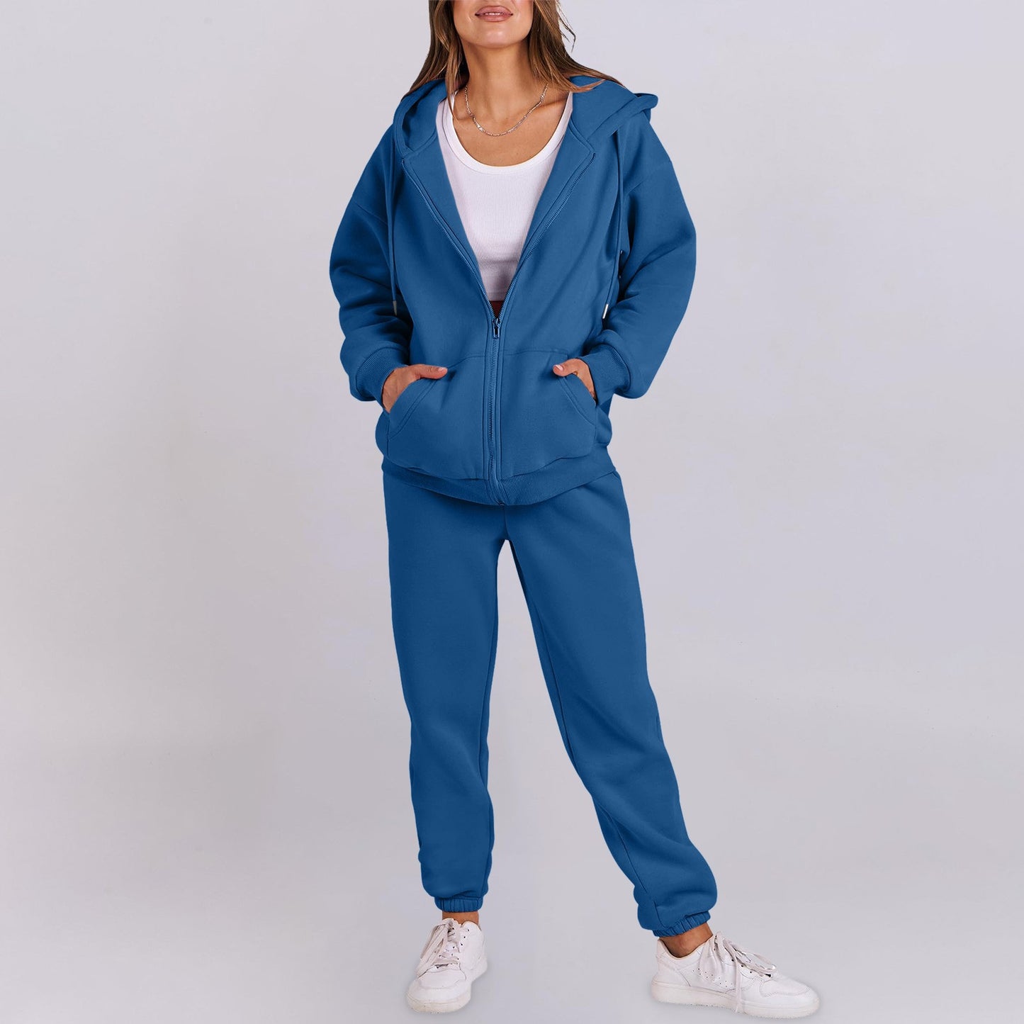 Relaxed-fit Top And Jacket Couples Set Hoodie