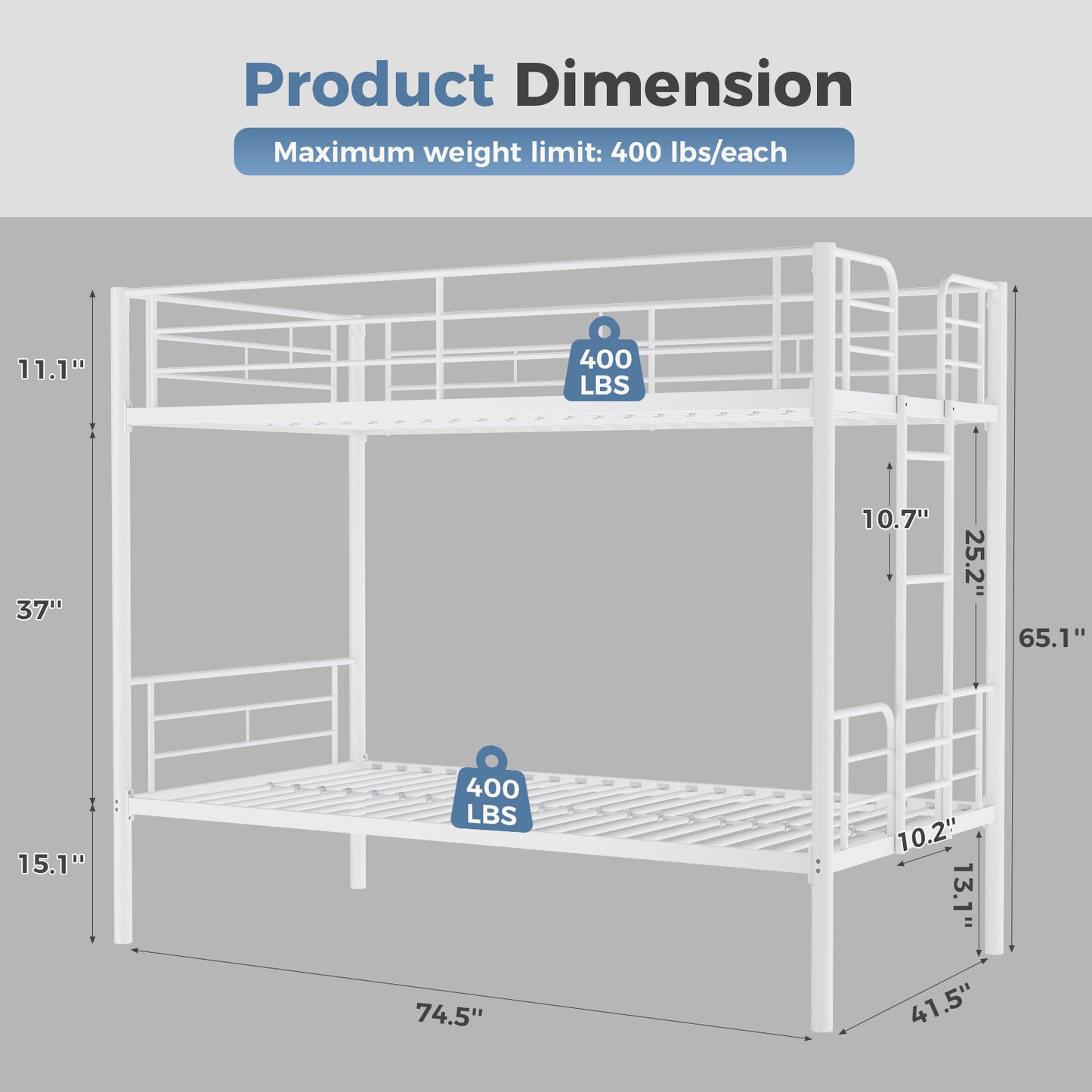 Metal Double-layer Bed With Stairs And Safety Railings, Sturdy Steel Frame, No Need For A Mattress, Double-layer Bed That Saves Space