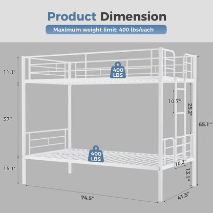 Metal Double-layer Bed With Stairs And Safety Railings, Sturdy Steel Frame, No Need For A Mattress, Double-layer Bed That Saves Space