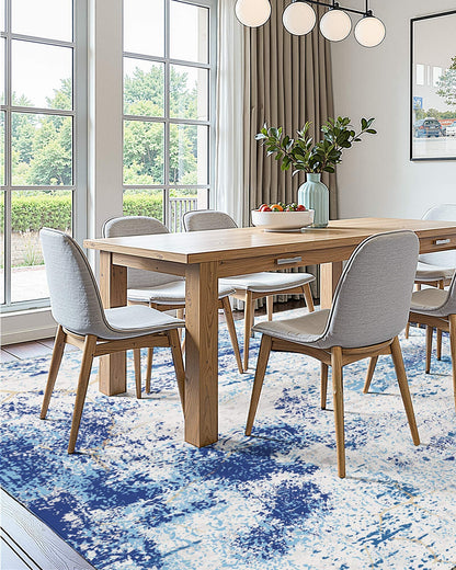 Area Rug, 5 X 7 Ft Large Washable Rug, Non-Slip And Tear-Resistant Soft Carpet, Pet & Child Friendly Modern Area Rugs, Indoor Mat For Bedroom, Office, Living Room, Kids Room, Entryway, Blue