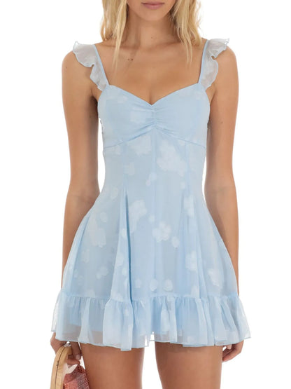 Floral Sweetheart Ruffled Cami Mini Dress