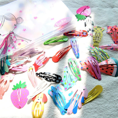 Hair Clips For Girls,100 Pcs No Slip Metal Snap, Barrettes For Kids Teens Women, Cute Candy Color Cartoon Design Hair Pins Animals Fruits Crowns Stars