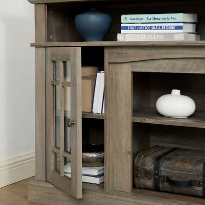 Classic TV Media Stand Modern Entertainment Console For TV Up To 65 With Open And Closed Storage Space, Gray Wash