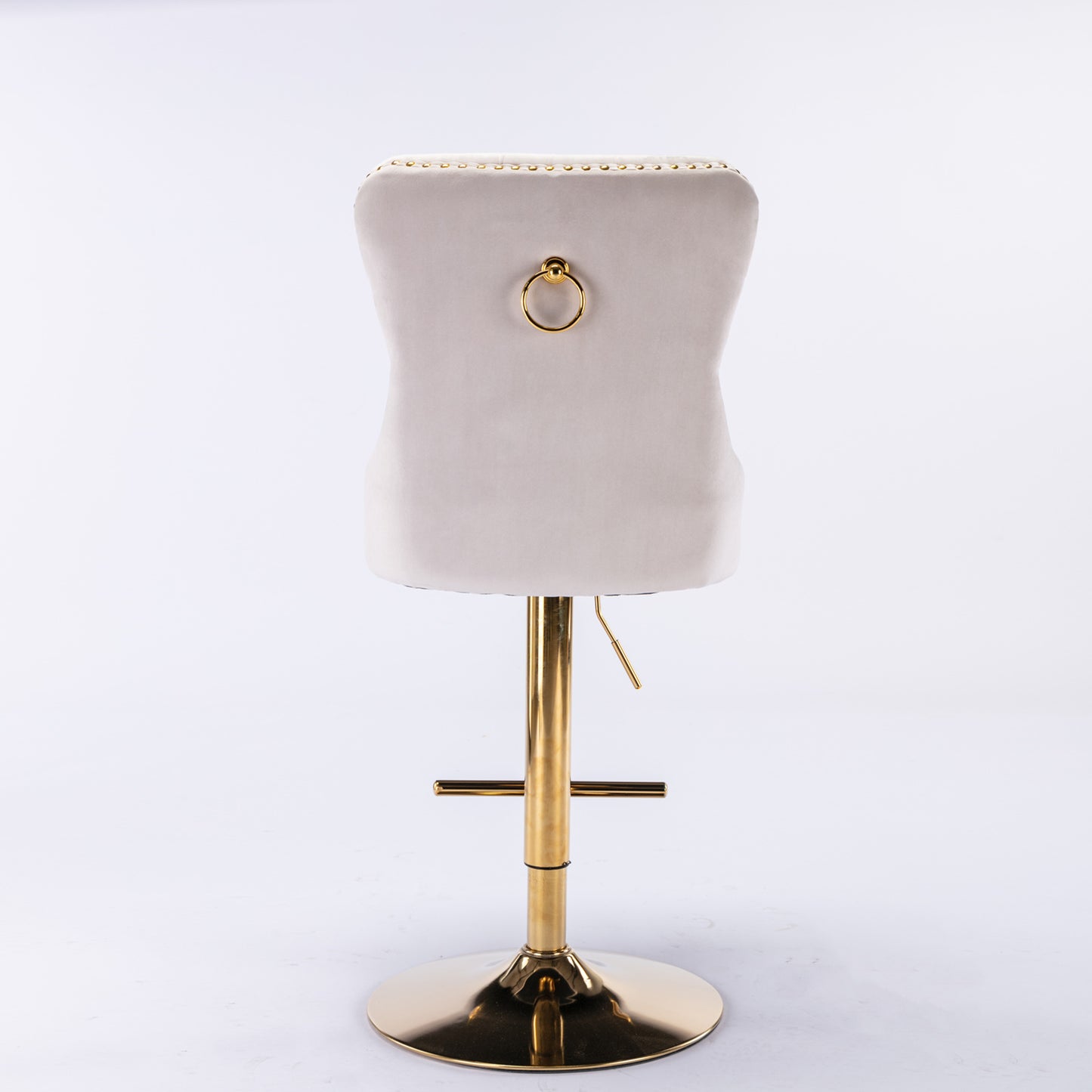 AA Furniture,Thick Golden Swivel Velvet Barstools Adjusatble Seat Height From 27-35 Inch, Modern Upholstered Bar Stools With Backs Comfortable Tufted For Home Pub And Kitchen Island Beige,Set Of 2