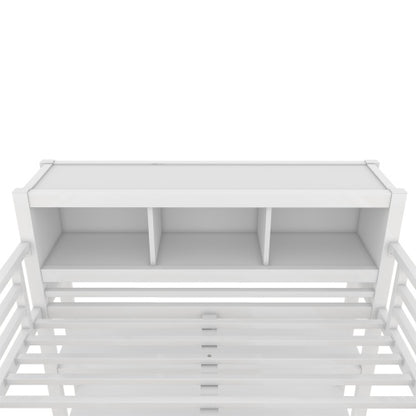Metal Loft Bed With Wardrobe And L-shaped Desk, Full Size Loft Bed With Storage Cubes And Shelves, Heavy Duty Loft Bed For Kids Teens Adults