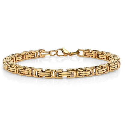 2-Piece: Men's 18k Gold Plated Stainless Steel by Zantine Necklace and Bracelet Set