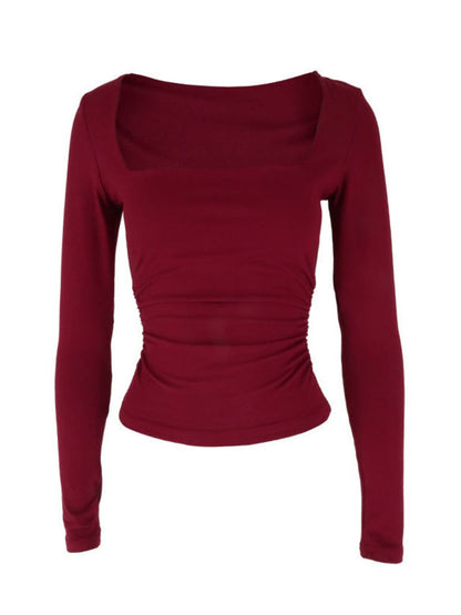Square Neck Slim Fit Long Sleeve T-Shirt