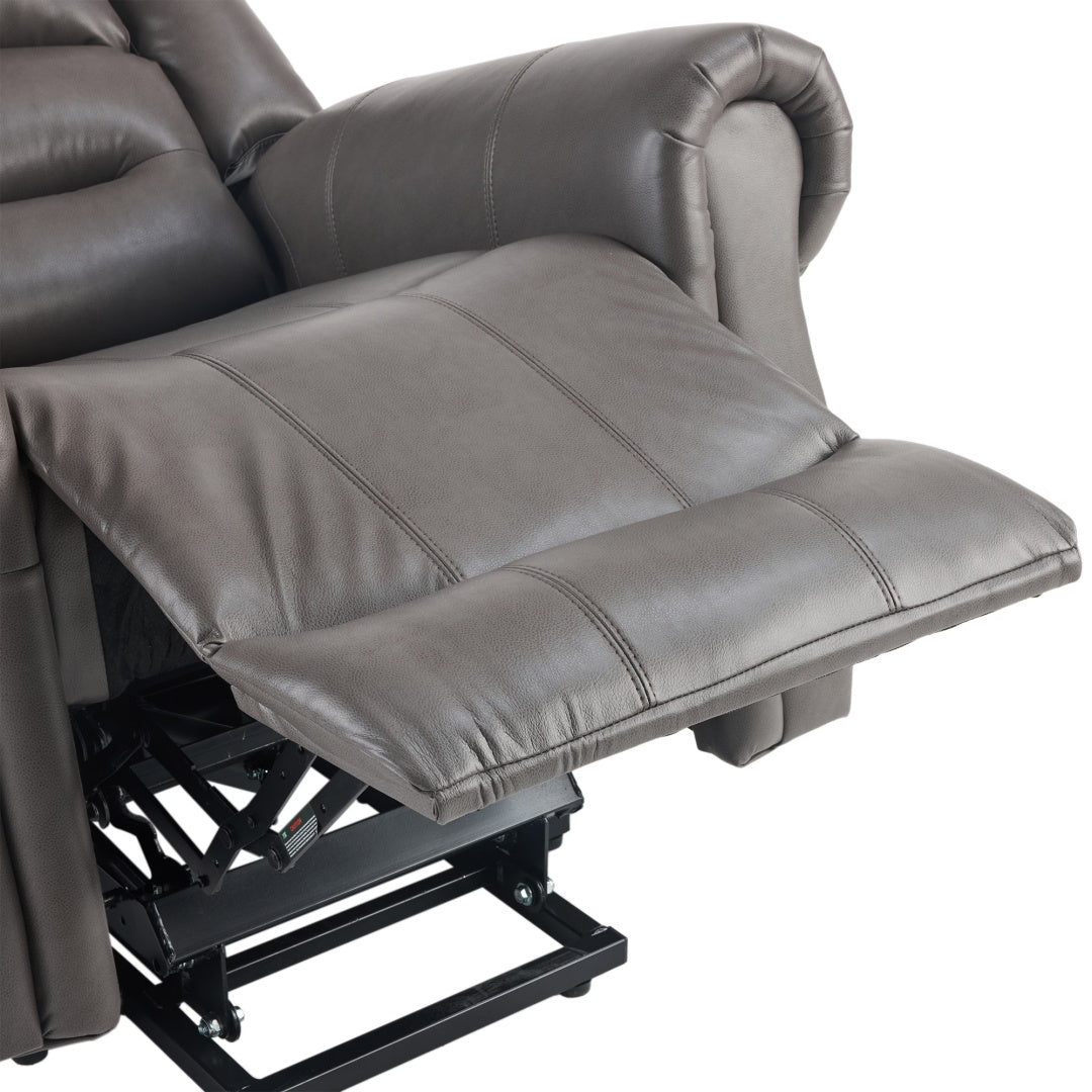 Power Lift Recliner Chair With Massage & Heat, Single Motor Lift Chair, Breathable PU Faux Leather, USB  Type-C, Side Pockets, Grey