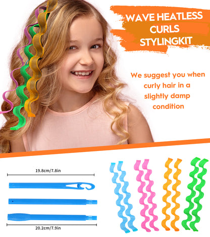 Heatless Hair Curlers Wave Curls Styling Kit For Women Girls On Hair Care - 30 Pcs - 6 Colors