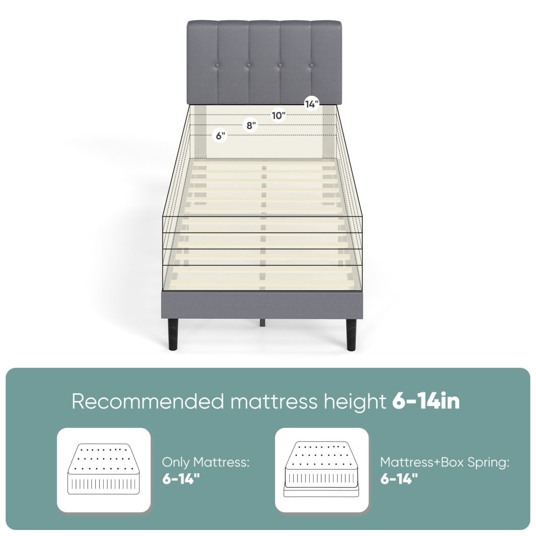 The Headboard Is Made Of Grey Sponge Soft Packaging, The Bed Board Is Wooden And The Bed Frame Is Iron