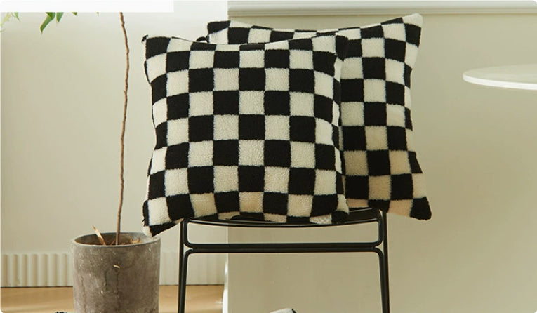 Bedroom Sofa Living Room Double-sided Checkerboard Pillowcase