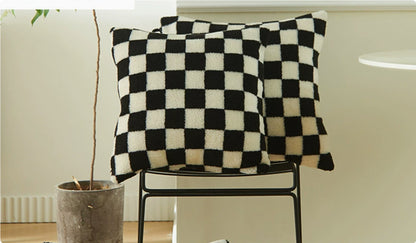 Bedroom Sofa Living Room Double-sided Checkerboard Pillowcase