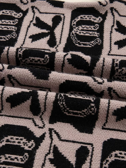 Bows & Horseshoes Pattern Round Neck Sweater
