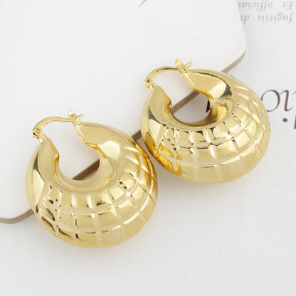 RMZ GOLD NYC 14k Gold Puffy Bamboo Nugget Hoop Earrings