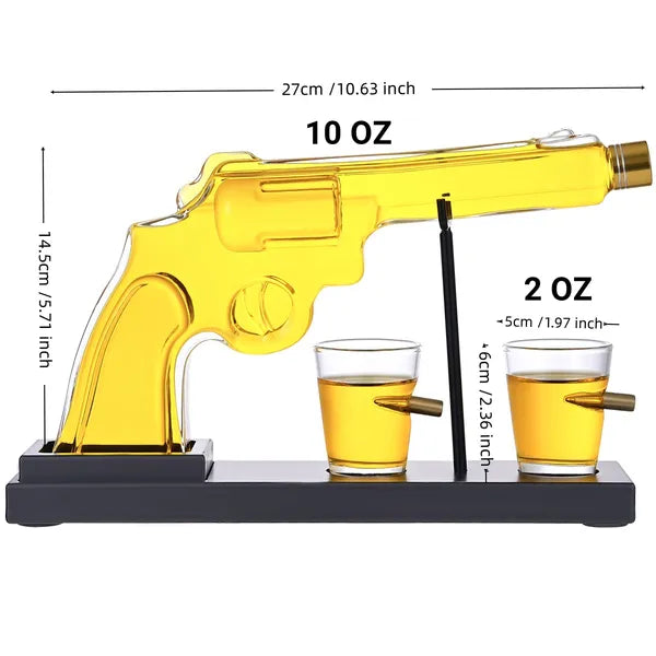 Gifts For Men Dad, 10 Oz Whiskey Gun Decanter Set + 2 Bullet Glasses - Unique Birthday Pistol Gift Ideas Daughter Son, Personalized Liquor Dispenser - Scotch Bourbon Vodka, Him, Brother Husband
