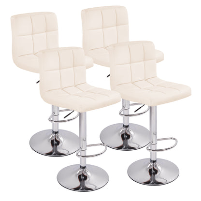 Swivel Bar Stools Set Of 2 Modern PU Leather Barstools With Midback, Adjustable Counter Height Bar Chairs