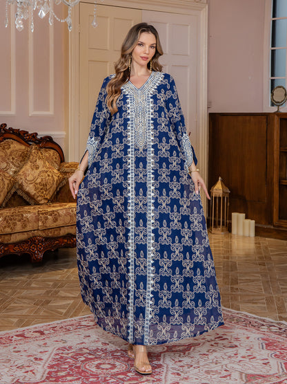 New Fashion Muslim Women's Long Robe Middle Eastern Clothing Jalabiya Elegant Embroidery Dubai Long Dress
